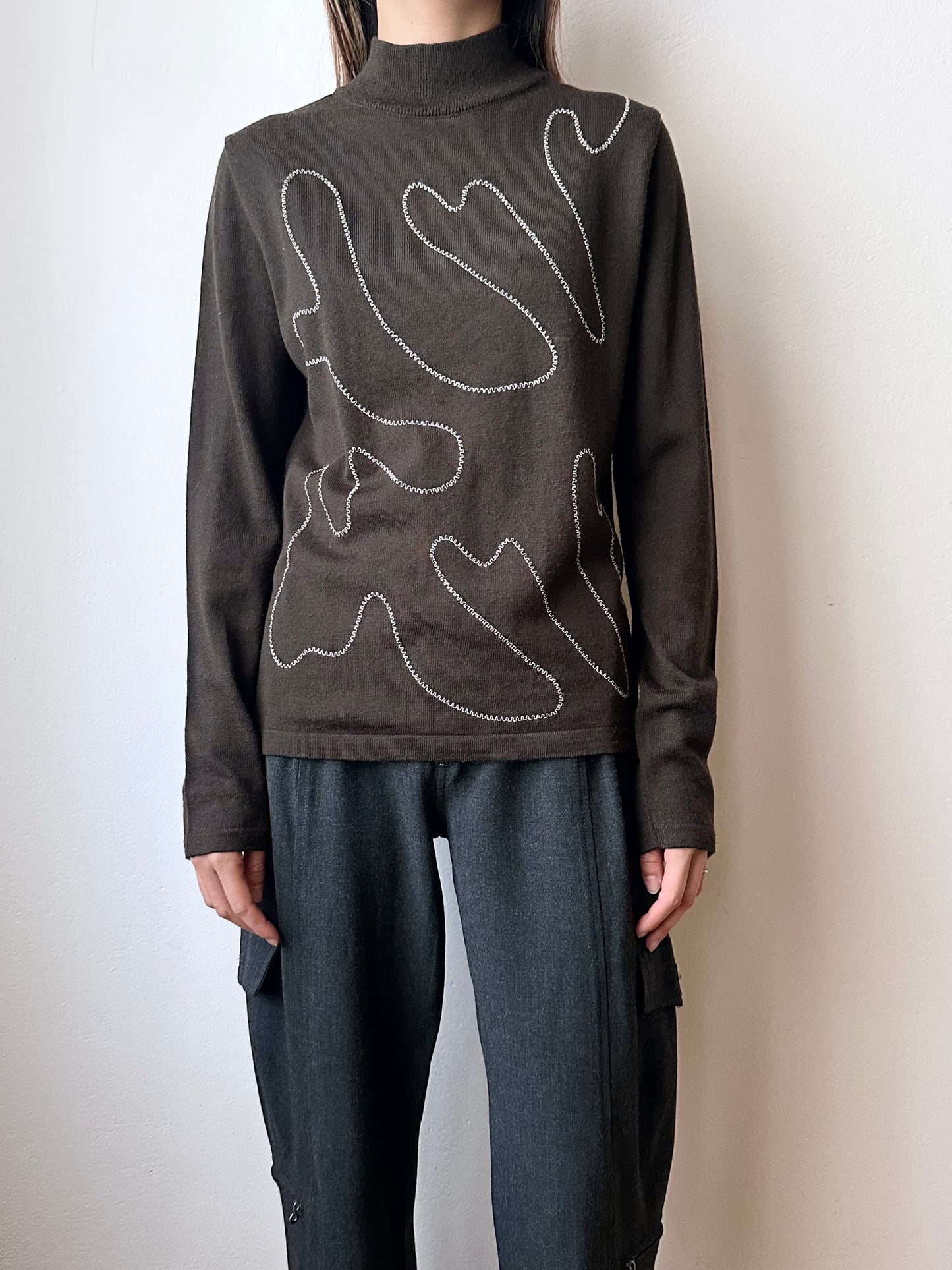 Merino wool thread embroidery knit