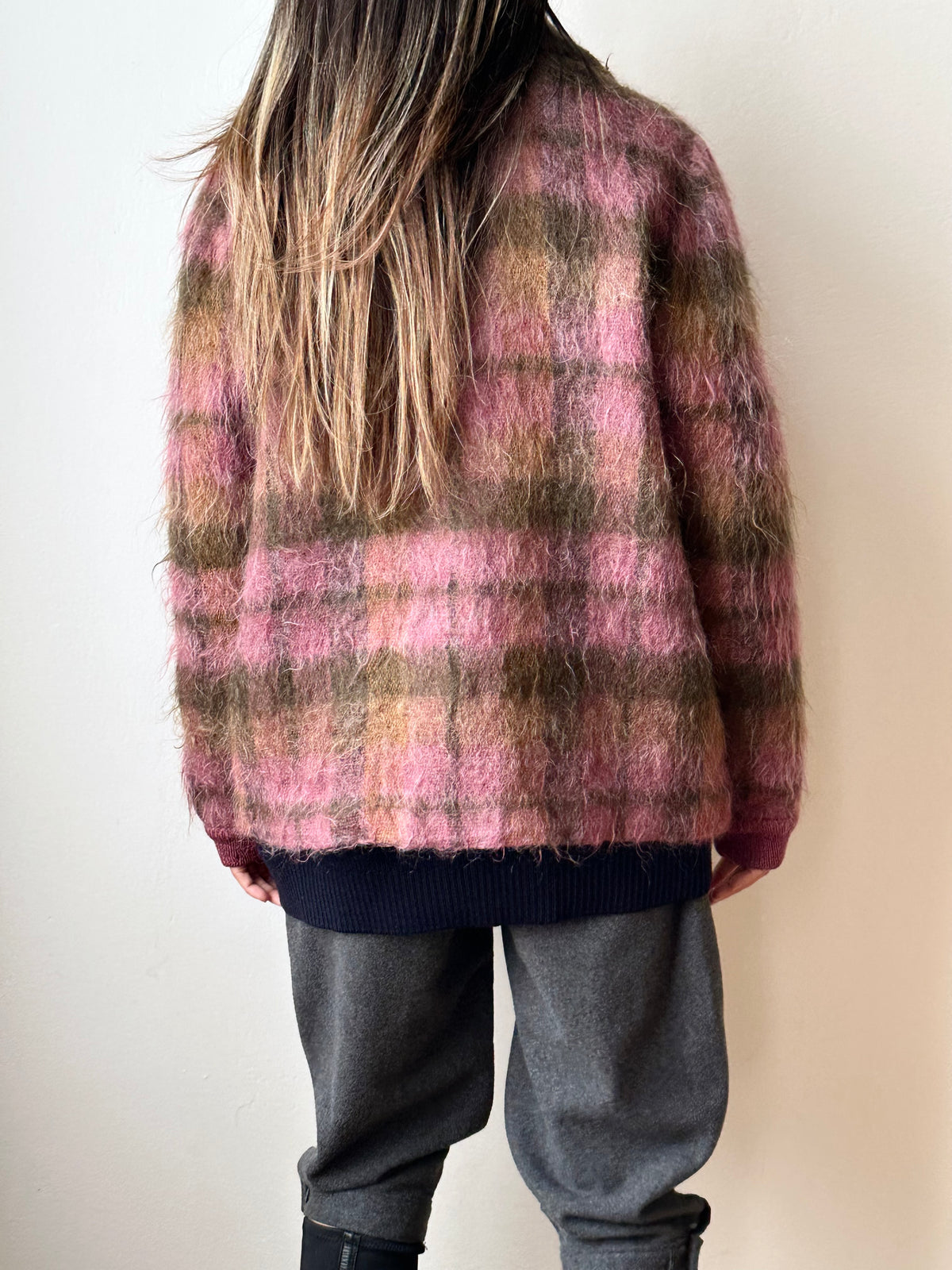 1970s shaggy mohair plaid jacket