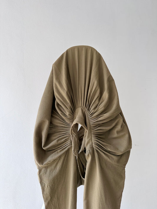 KENZO jungle JAP vintage blouse pleats pleated gather khaki made in France