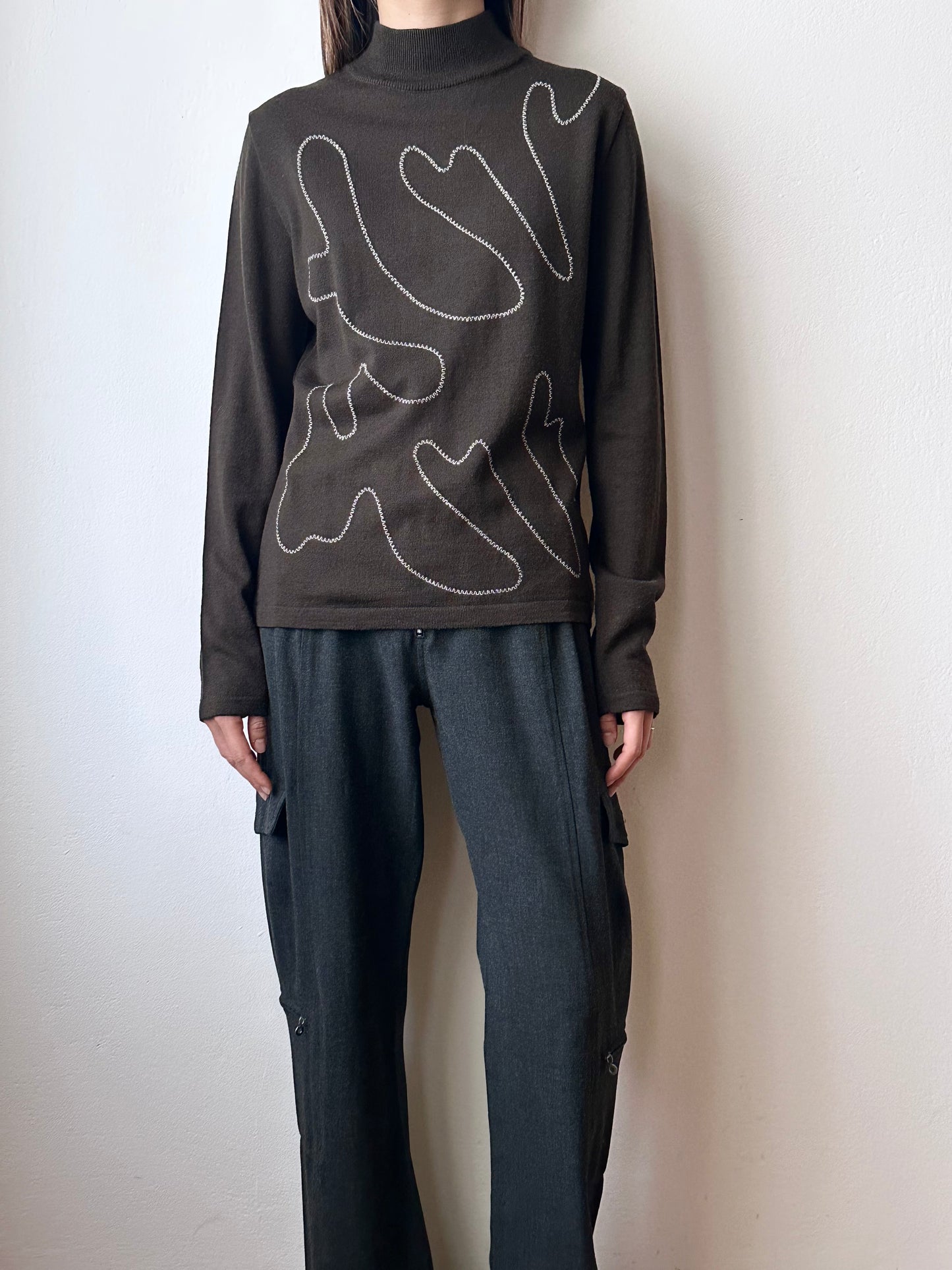 Merino wool thread embroidery knit