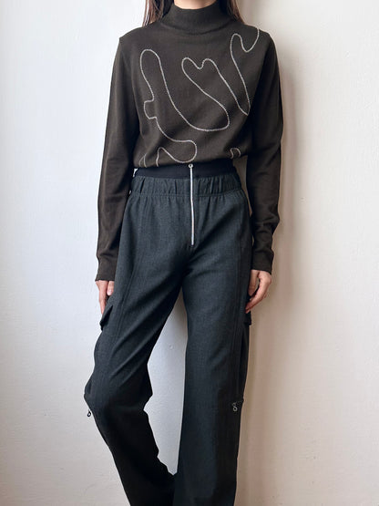 Merino wool thread embroidery knit