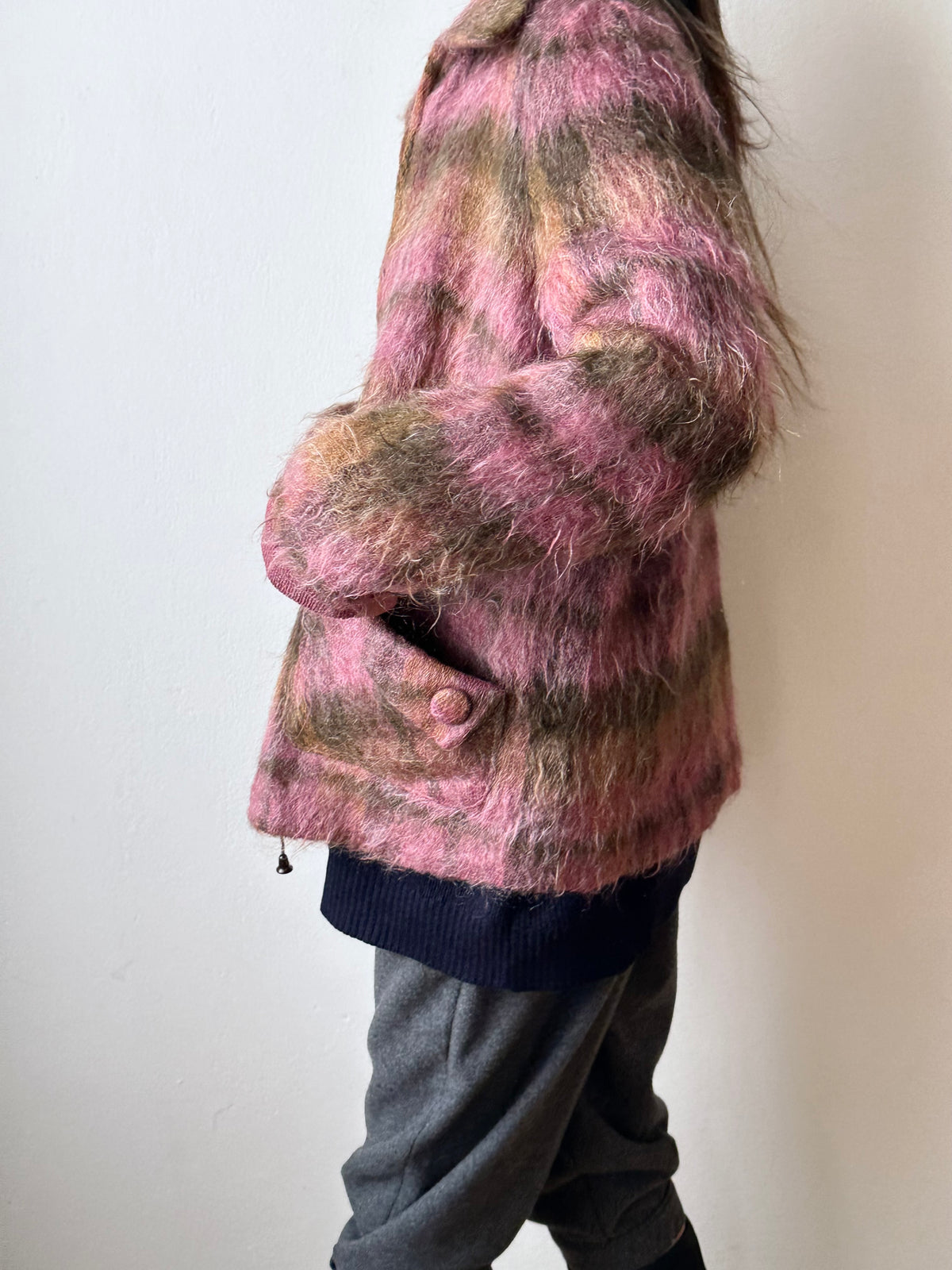 1970s shaggy mohair plaid jacket