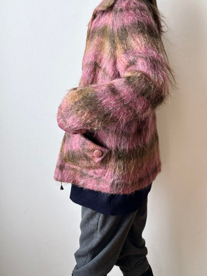 1970s shaggy mohair plaid jacket