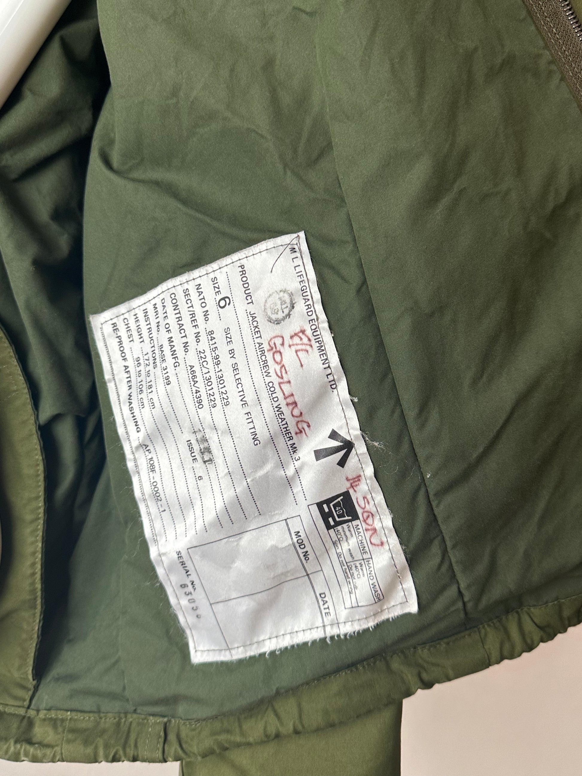 90s RAF MK3 british army イギリス軍 flight jacket parachute 空軍 ヴィンテージ ミリタリー  ユーロ古着 ヨーロッパ古着