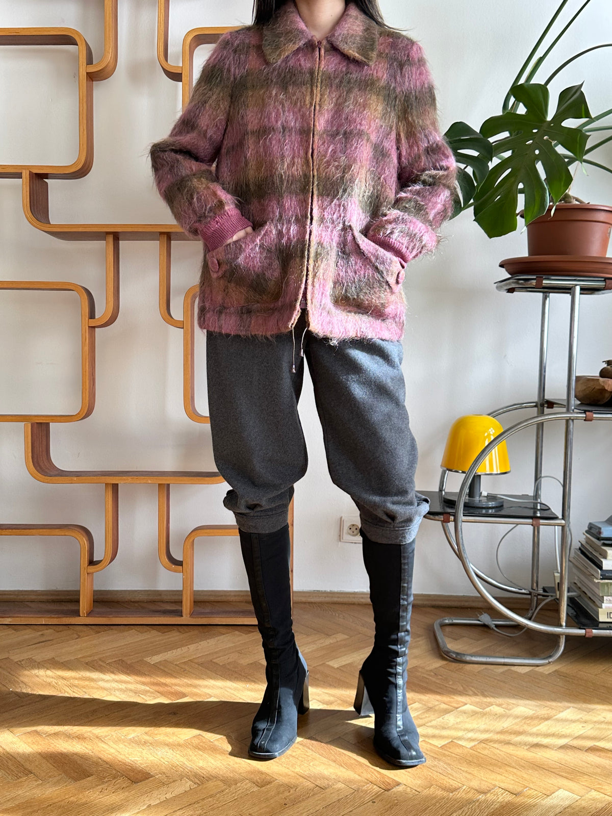 80s Italy grey wool blend pants W29