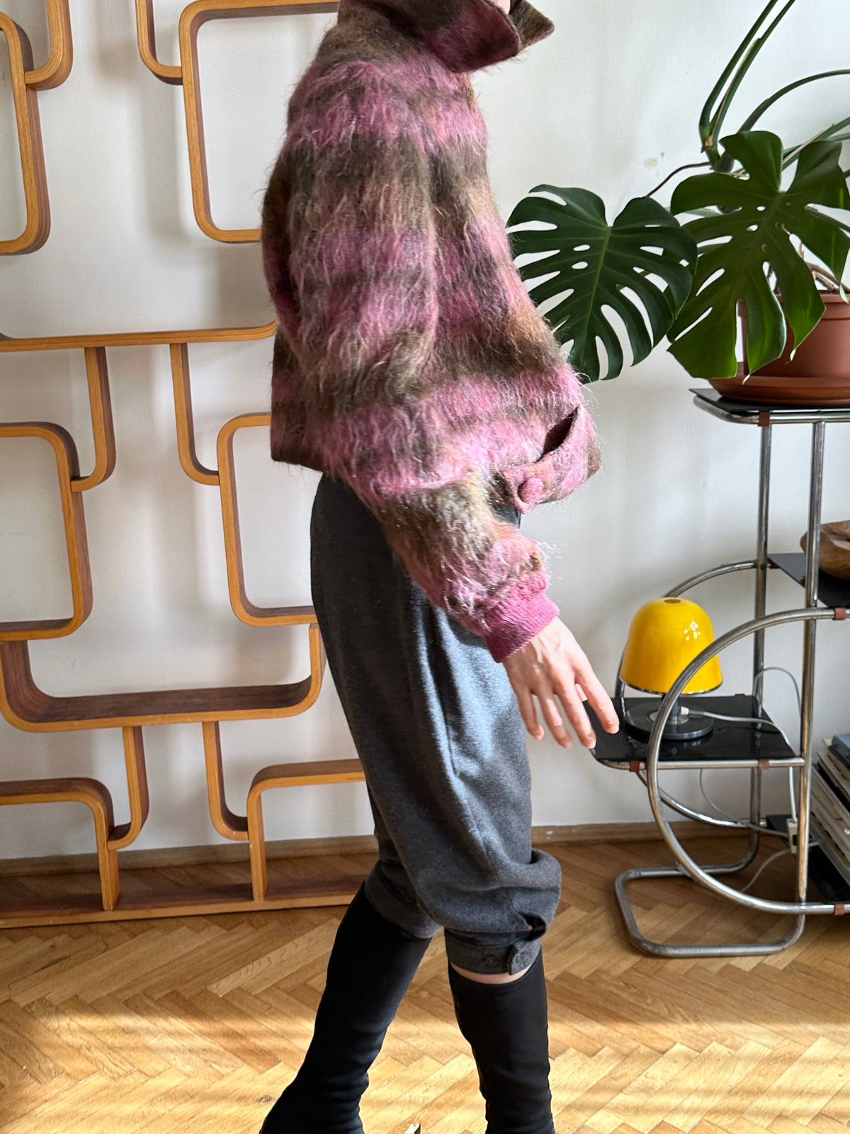 1970s shaggy mohair plaid jacket