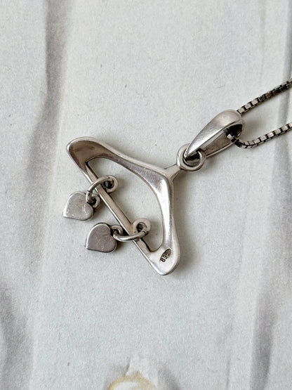 German 835 vintage silver hanger pendant necklace