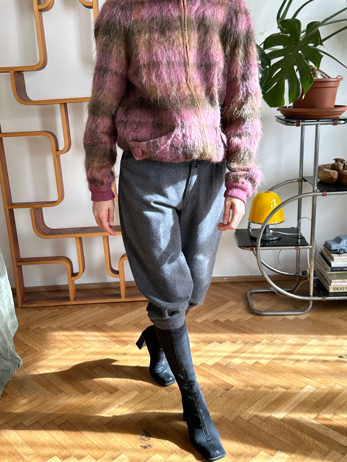 1970s shaggy mohair plaid jacket