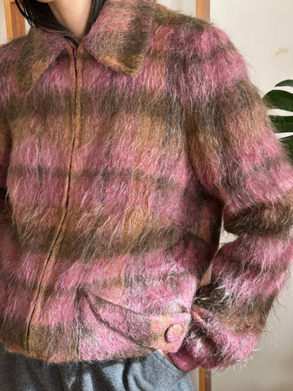 1970s shaggy mohair plaid jacket
