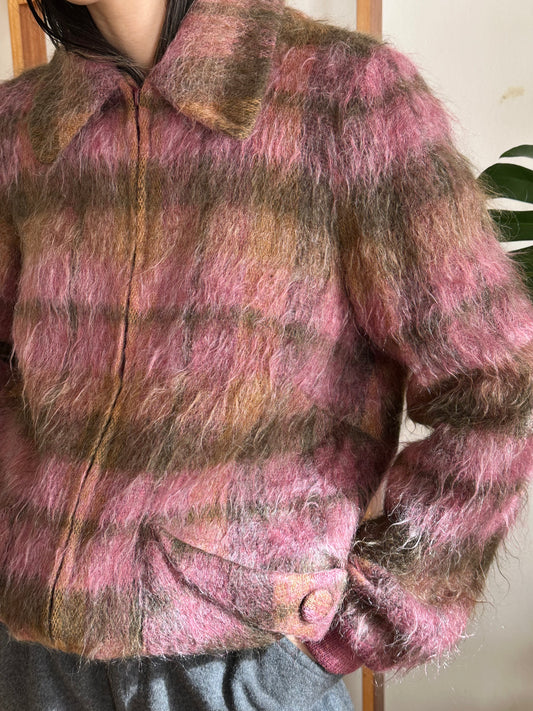 1970s shaggy mohair plaid jacket