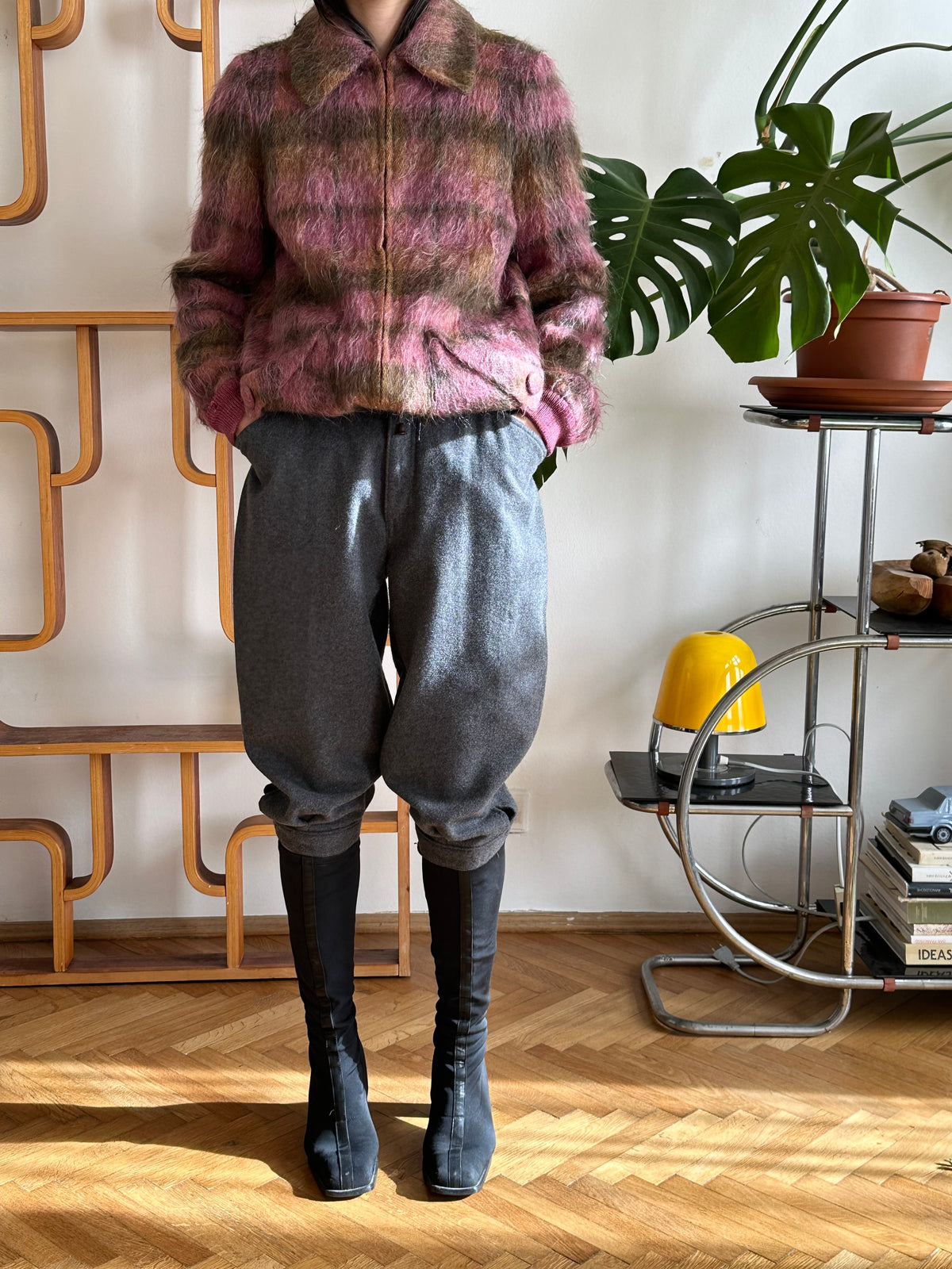 1970s shaggy mohair plaid jacket