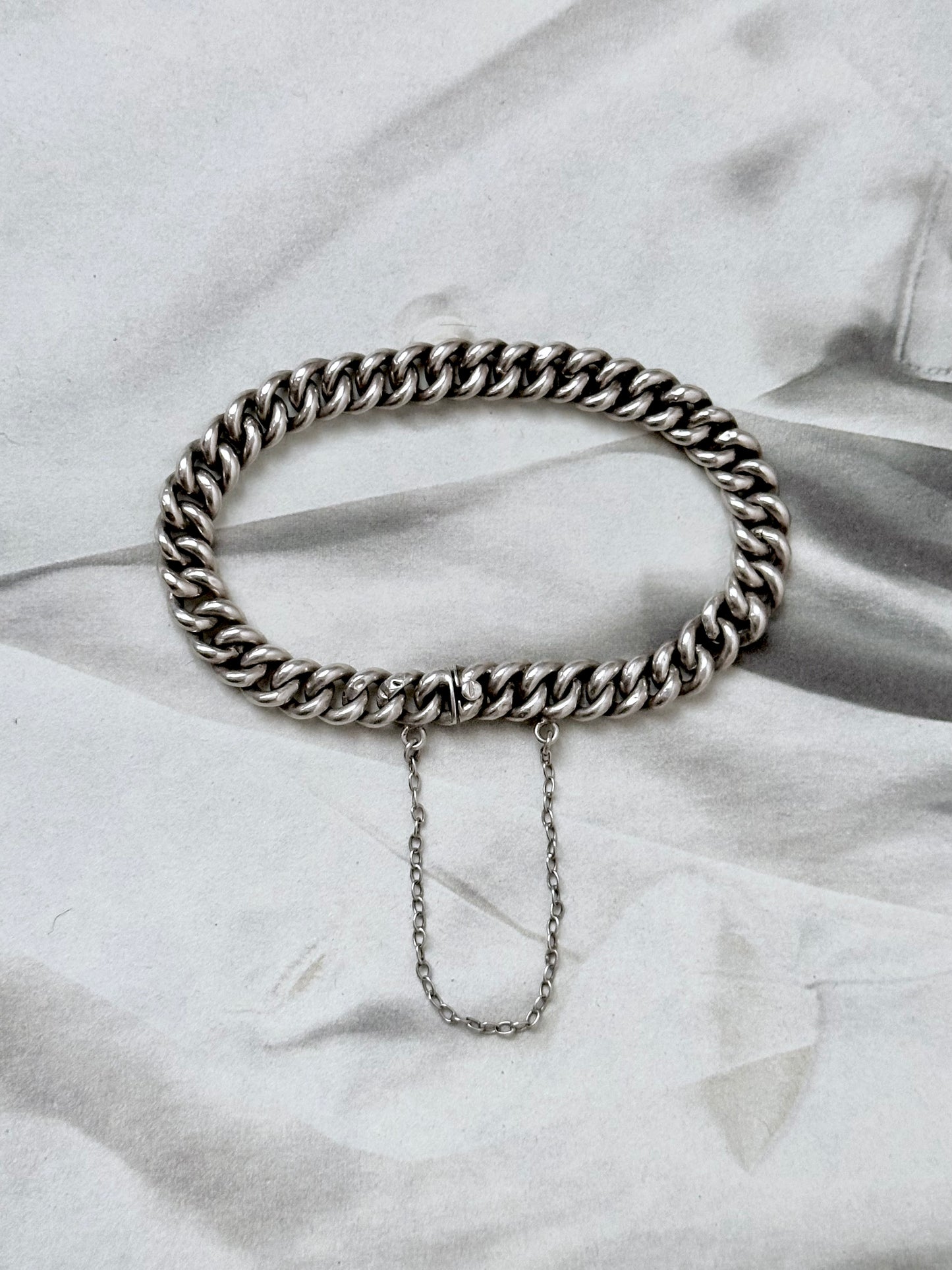 German silver 800 curb chain bracelet