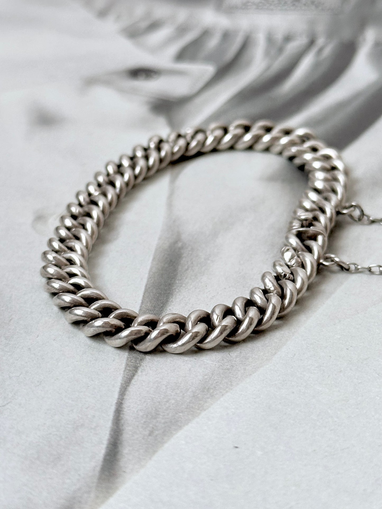 German silver 800 curb chain bracelet