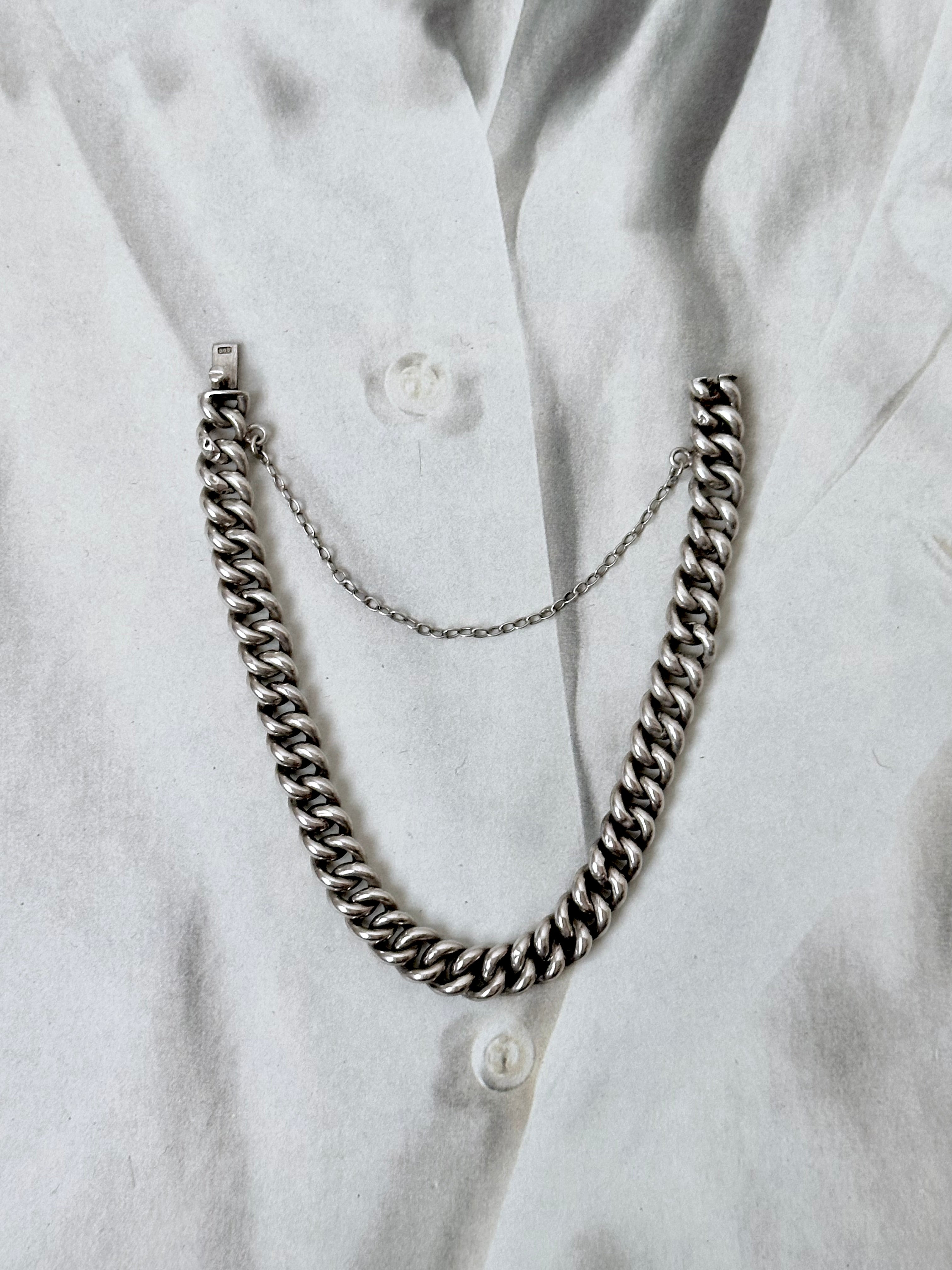Silver 800 ドイツ　オールドブレスレット German silver 800 curb chain bracelet – TOTO