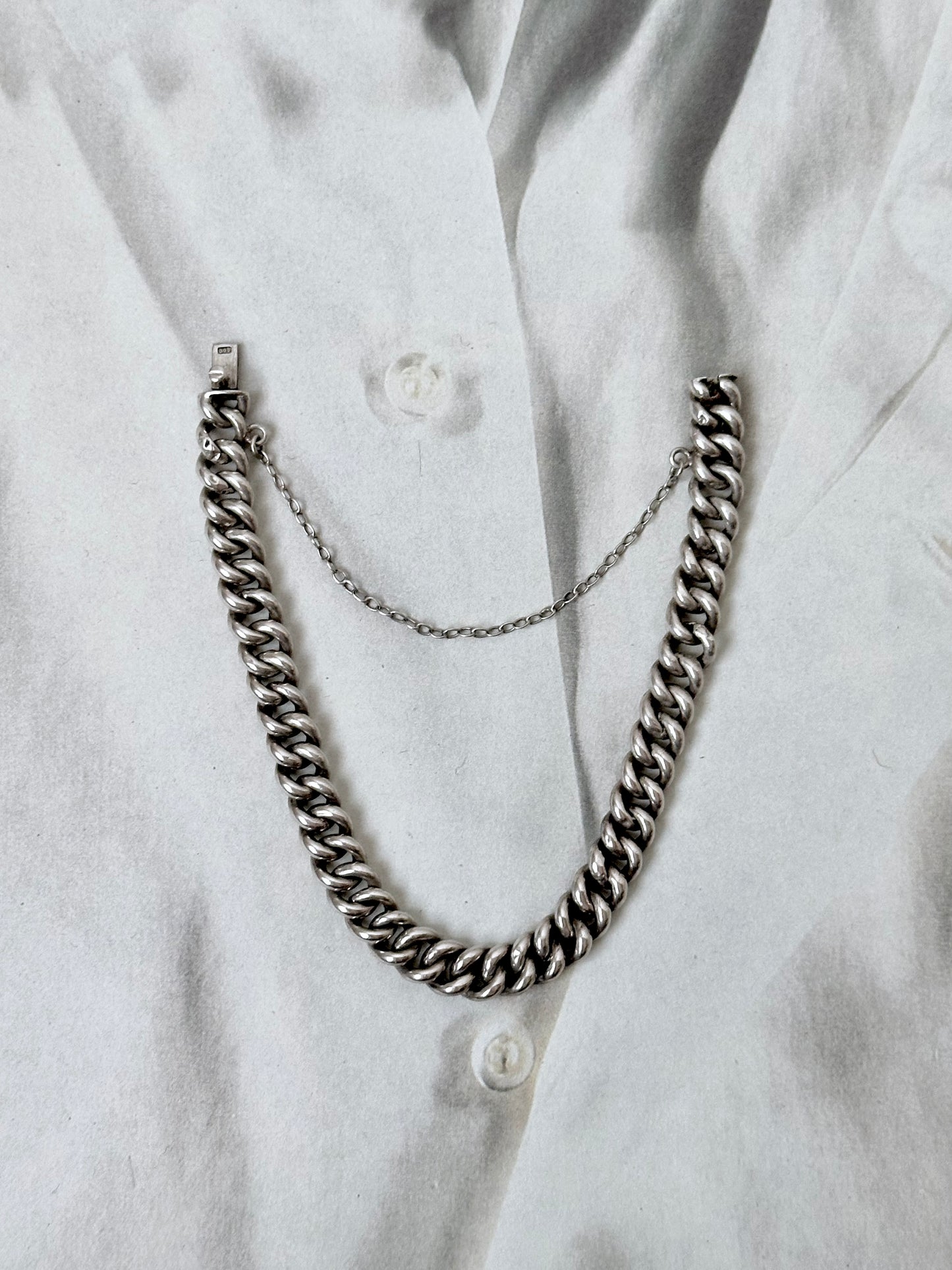 German silver 800 curb chain bracelet