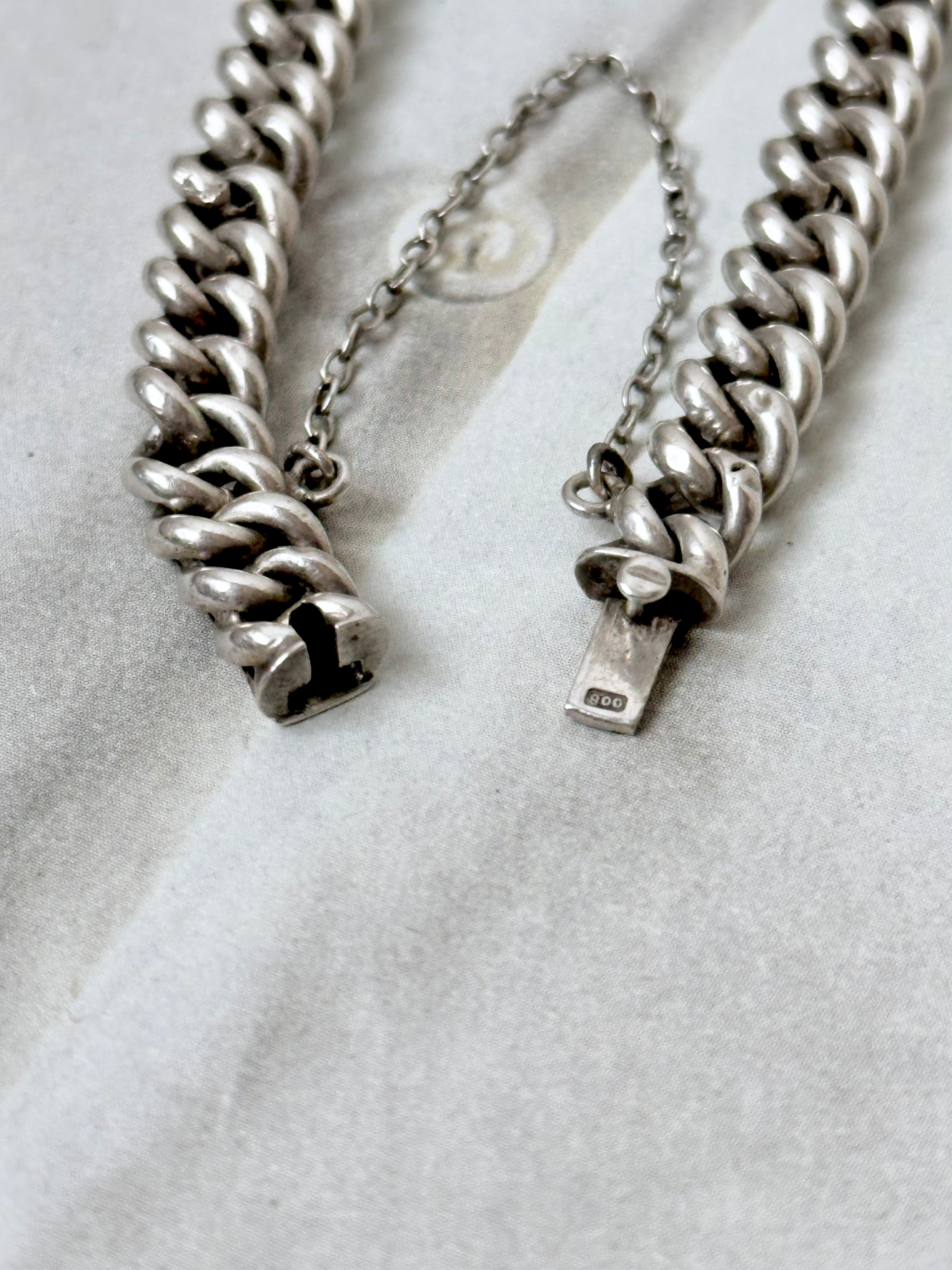 German silver 800 curb chain bracelet – TOTO