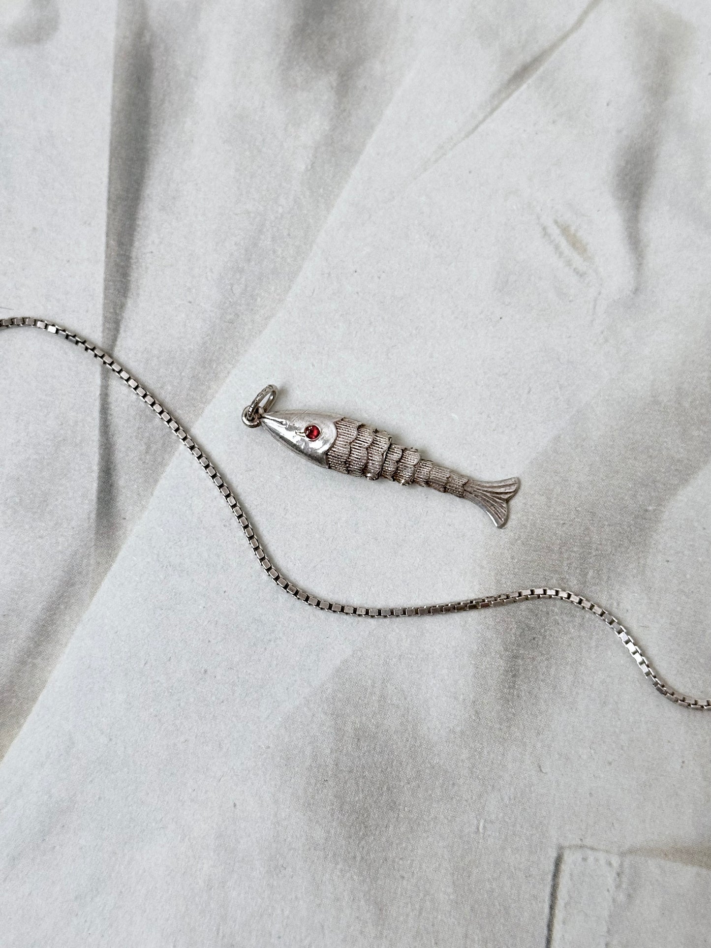 German 835 vintage silver fish pendant necklace