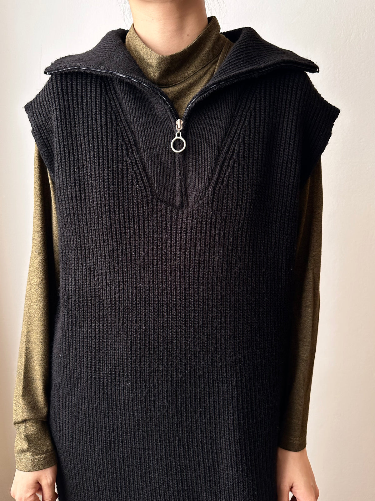 Black knit sleeveless dress