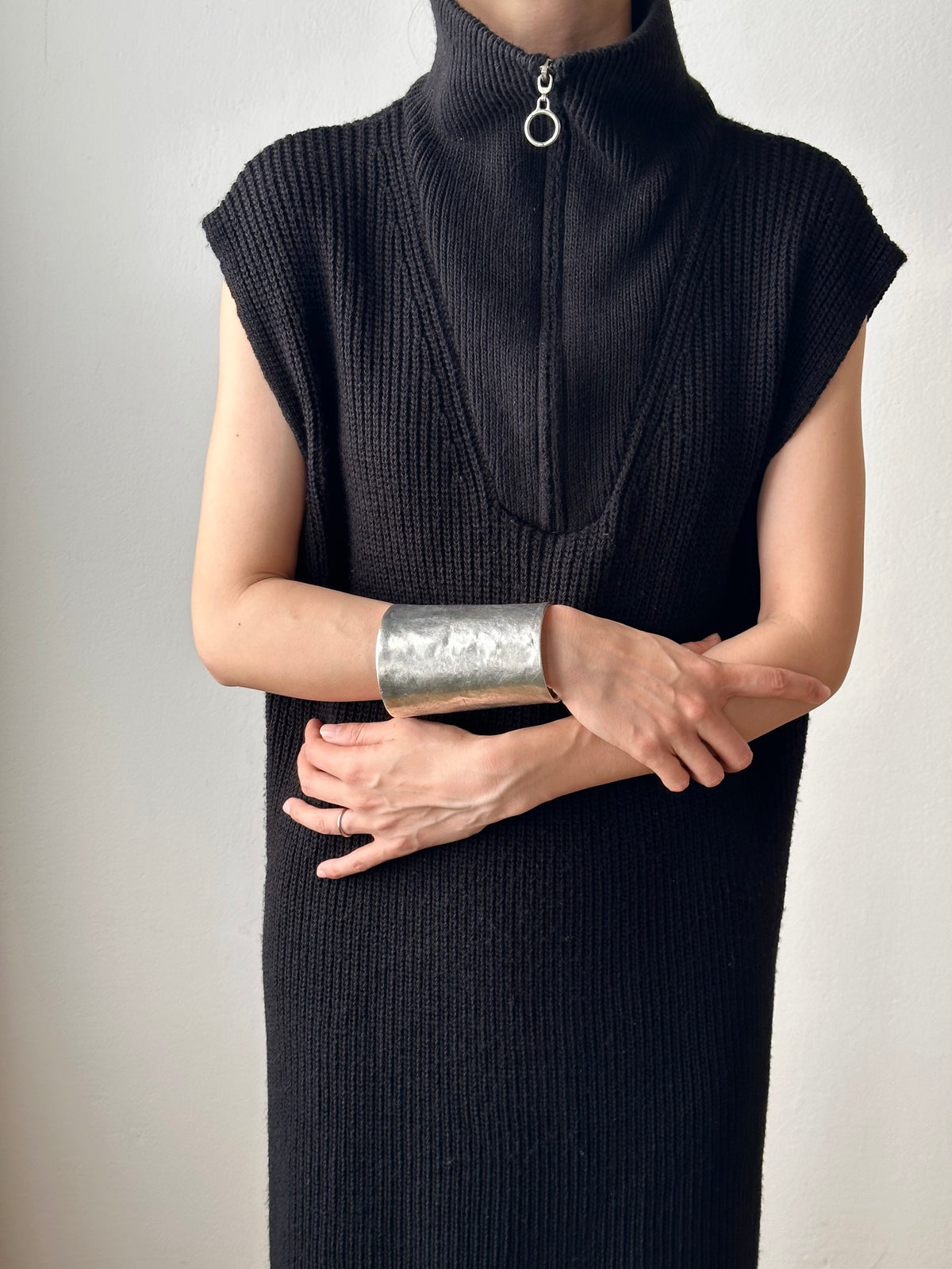Black knit sleeveless dress