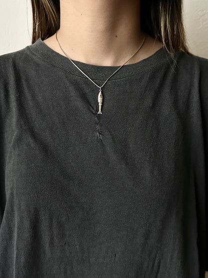 German 835 vintage silver fish pendant necklace