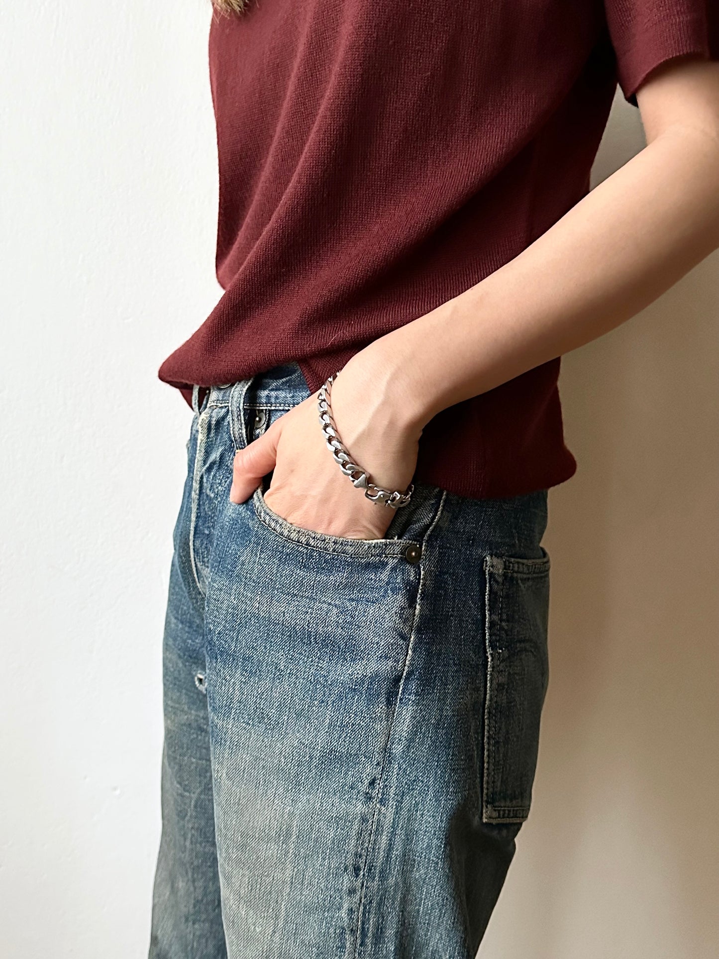 German silver 925 sturdy craft chain bracelet