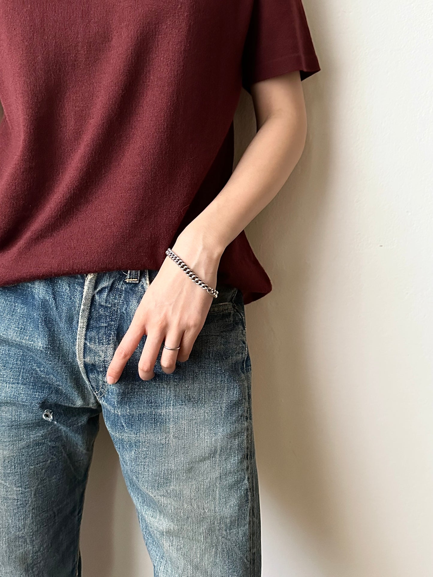 German silver 800 curb chain bracelet