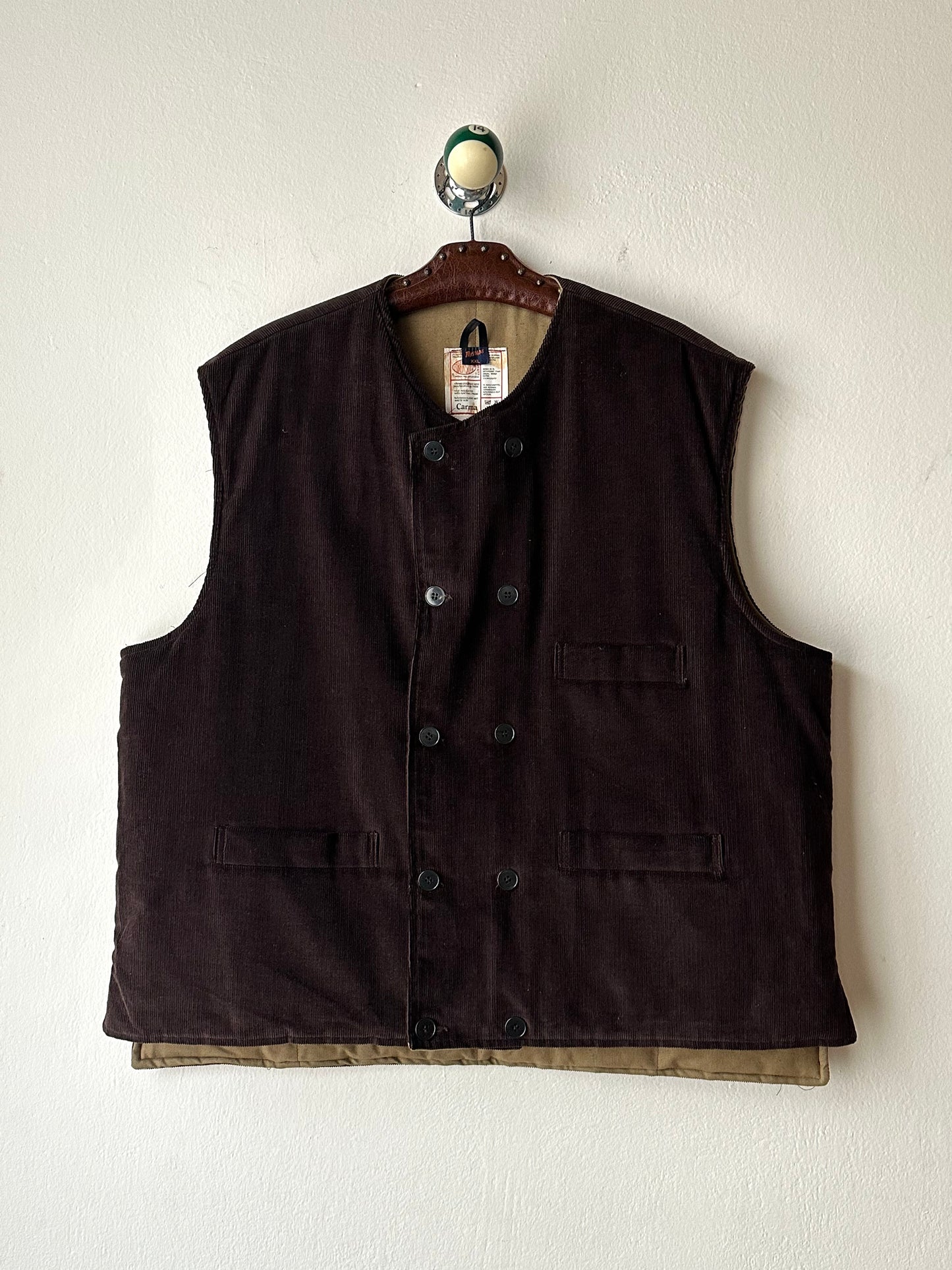 1970s Swedish padded corduroy vest - XXL