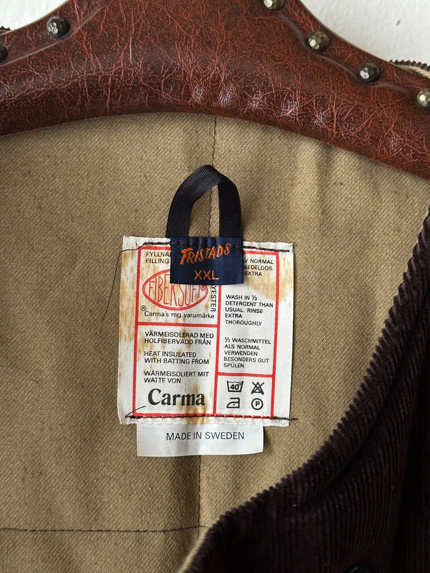1970s Swedish padded corduroy vest - XXL
