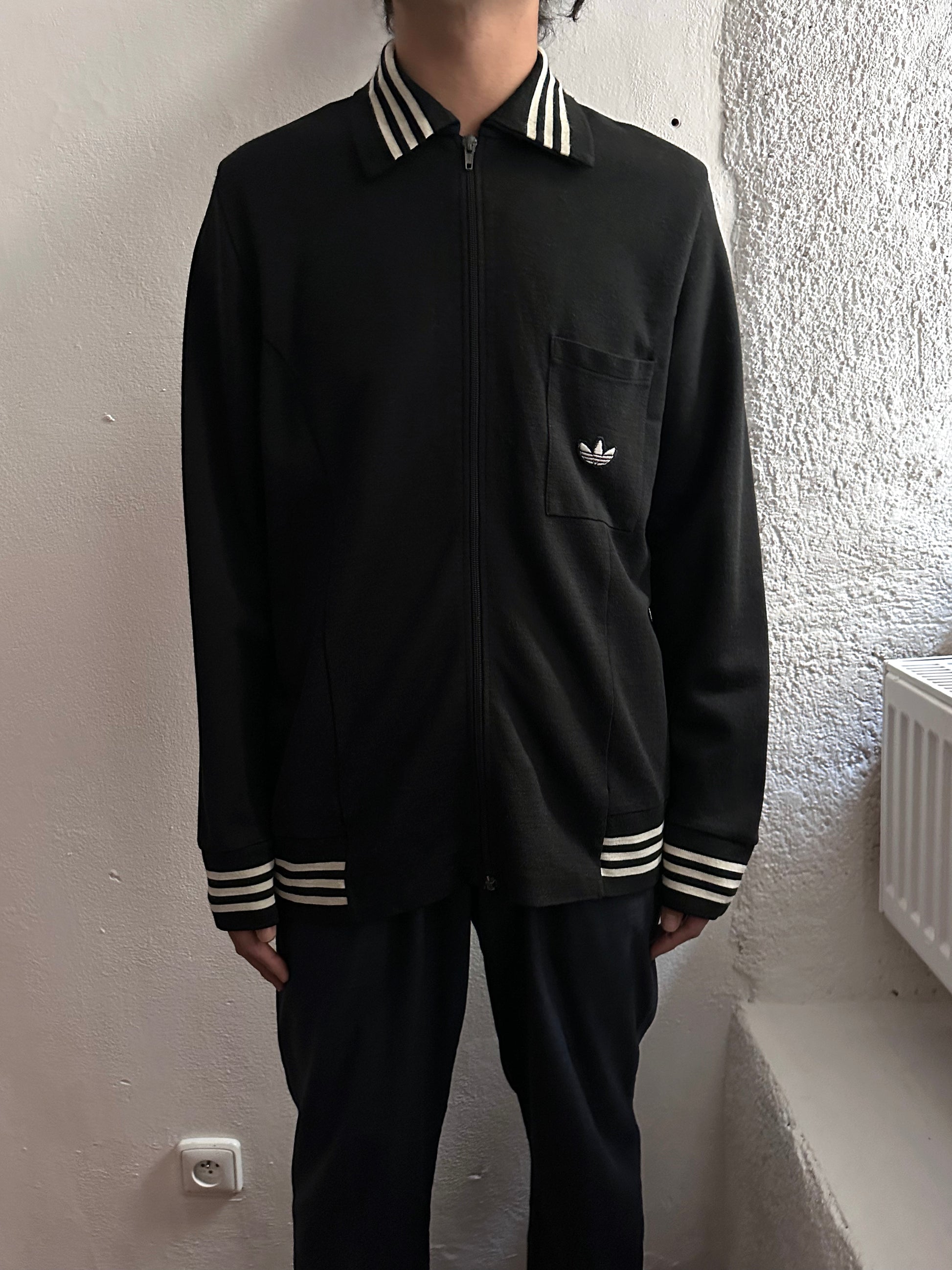 1970's Adidas Schwahn jacket 70年代 アディダス Black 黒 Made in West germany 西ドイツ製 Toto Praha Vintage clothing store Antique shop Prague 古着屋 アンティークショップ プラハ ユーロ古着  ヨーロッパ古着 古着卸 