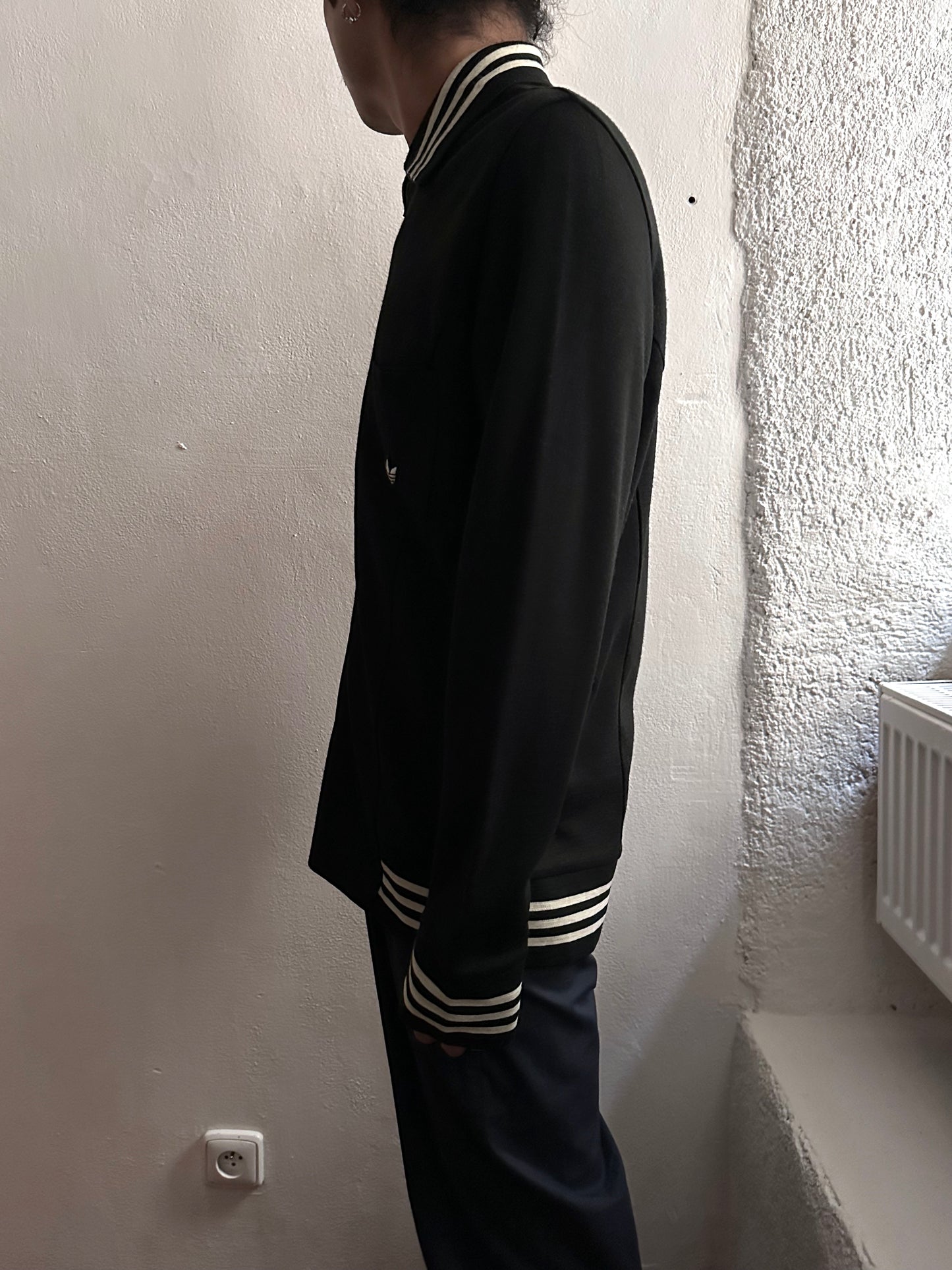 1970's Adidas Schwahn jacket 70年代 アディダス Black 黒 Made in West germany 西ドイツ製 Toto Praha Vintage clothing store Antique shop Prague 古着屋 アンティークショップ プラハ ユーロ古着  ヨーロッパ古着 古着卸 