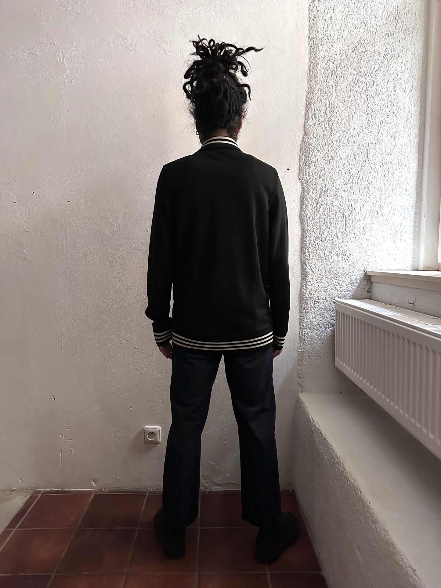 1970's Adidas Schwahn jacket 70年代 アディダス Black 黒 Made in West germany 西ドイツ製 Toto Praha Vintage clothing store Antique shop Prague 古着屋 アンティークショップ プラハ ユーロ古着  ヨーロッパ古着 古着卸 