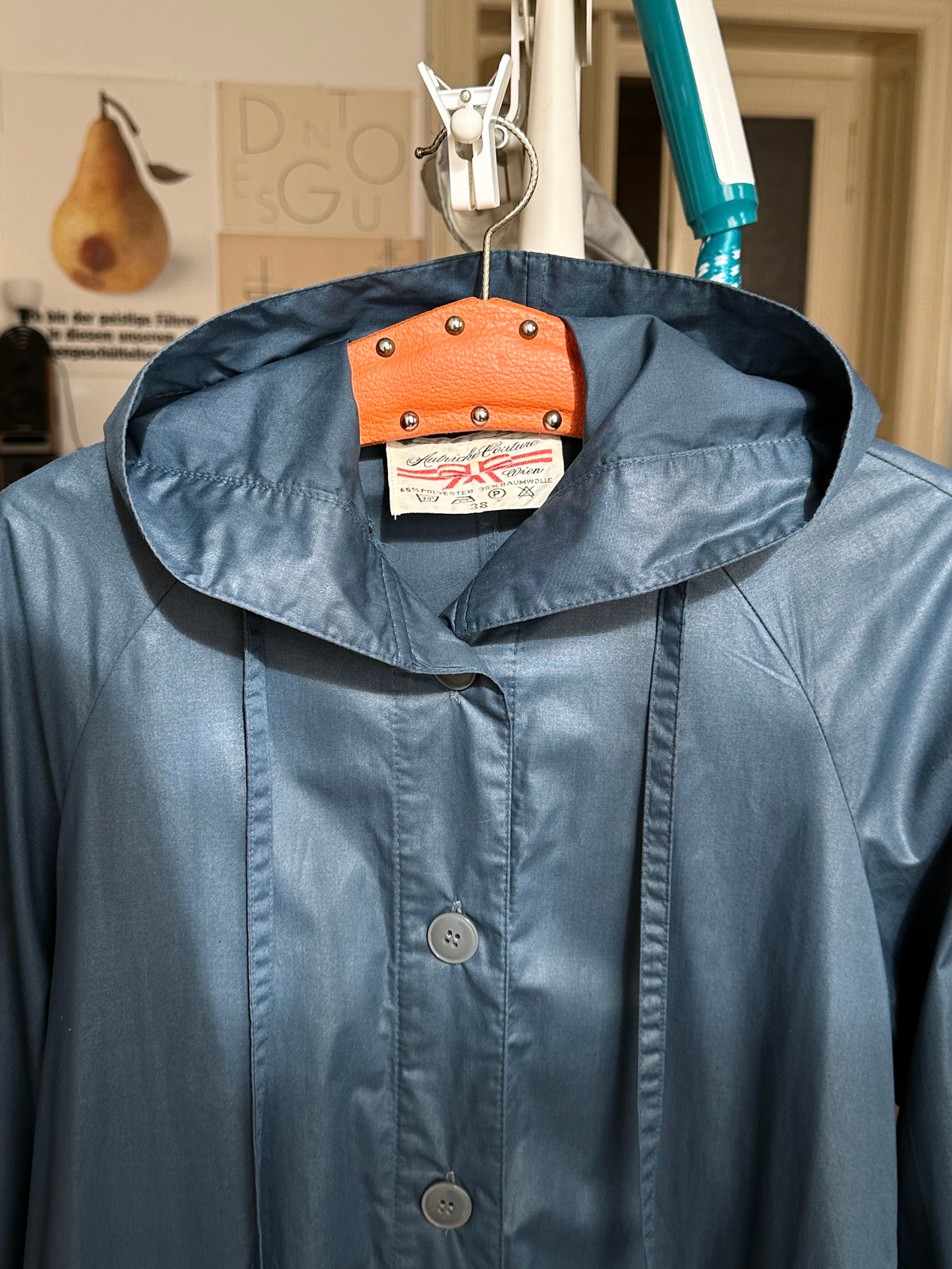70-80s Austria steel blue raincoat
