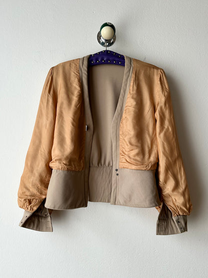 Wool gabardine short jacket