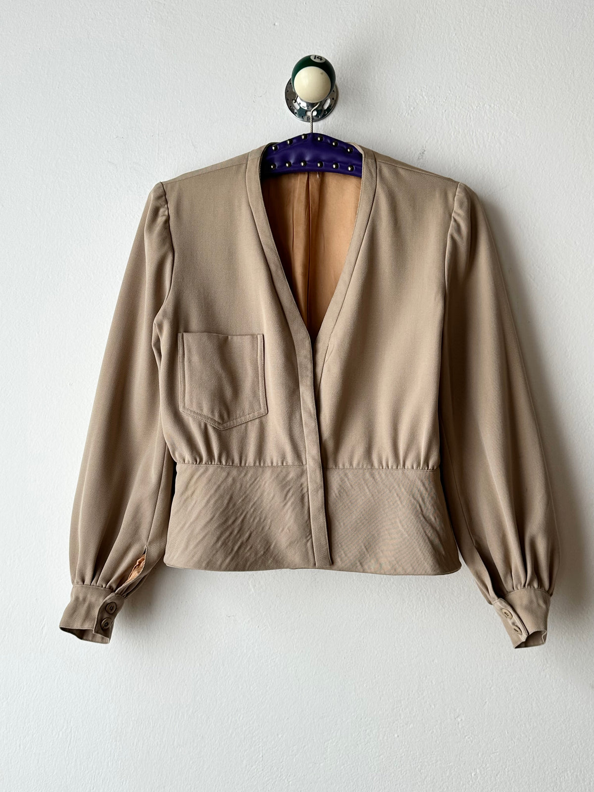 Wool gabardine short jacket