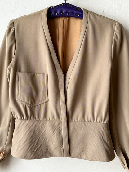 Wool gabardine short jacket
