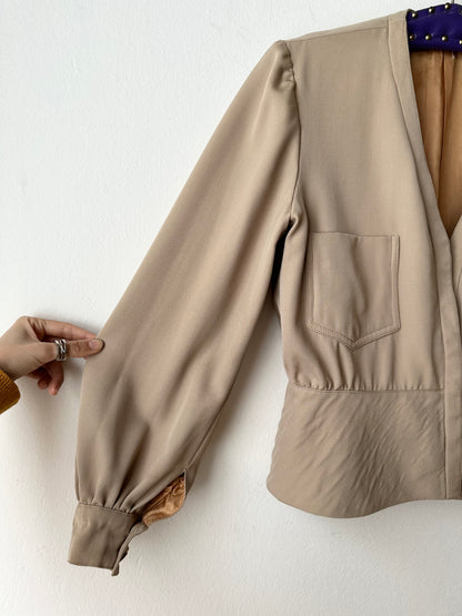 Wool gabardine short jacket