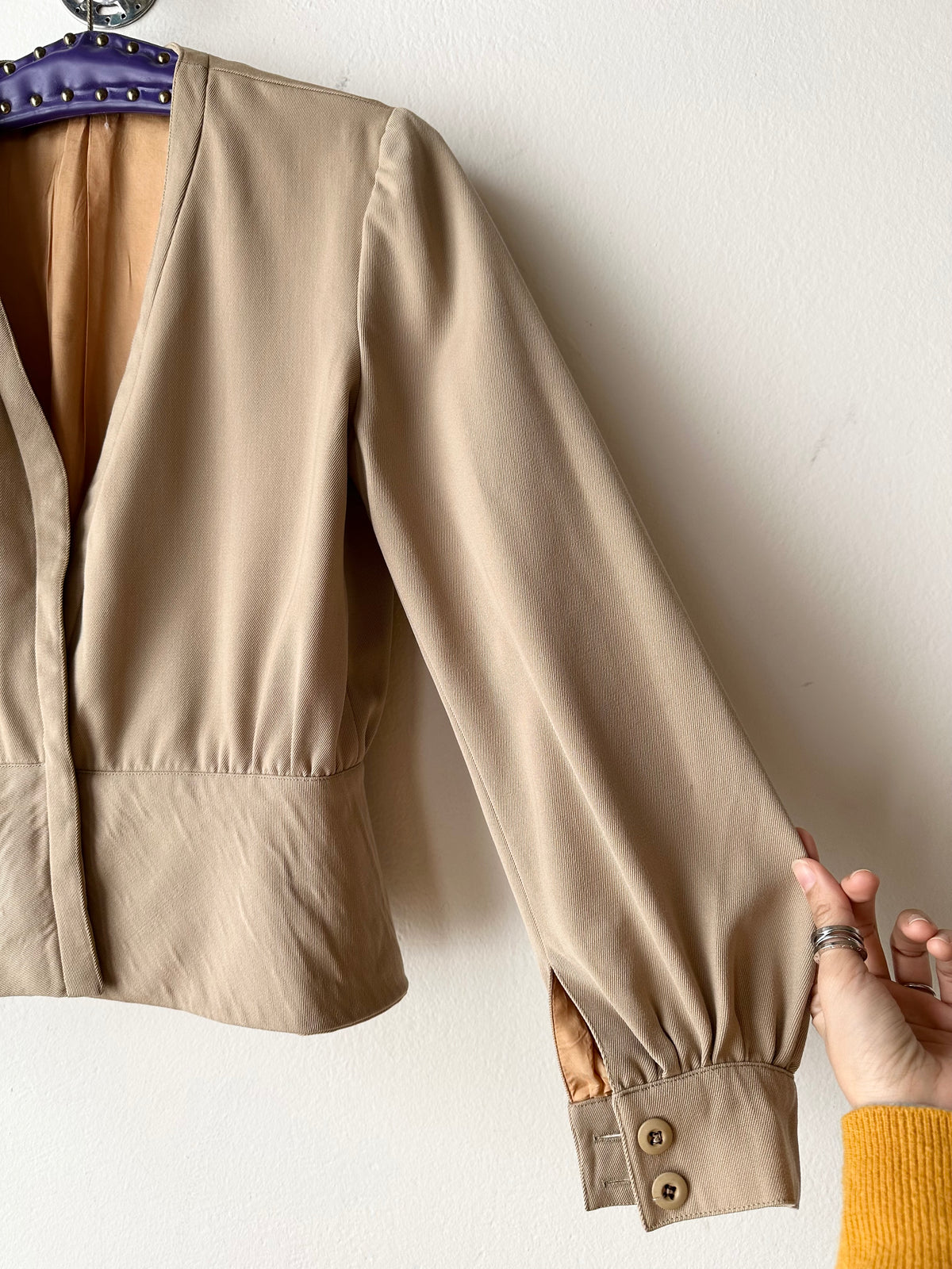 Wool gabardine short jacket