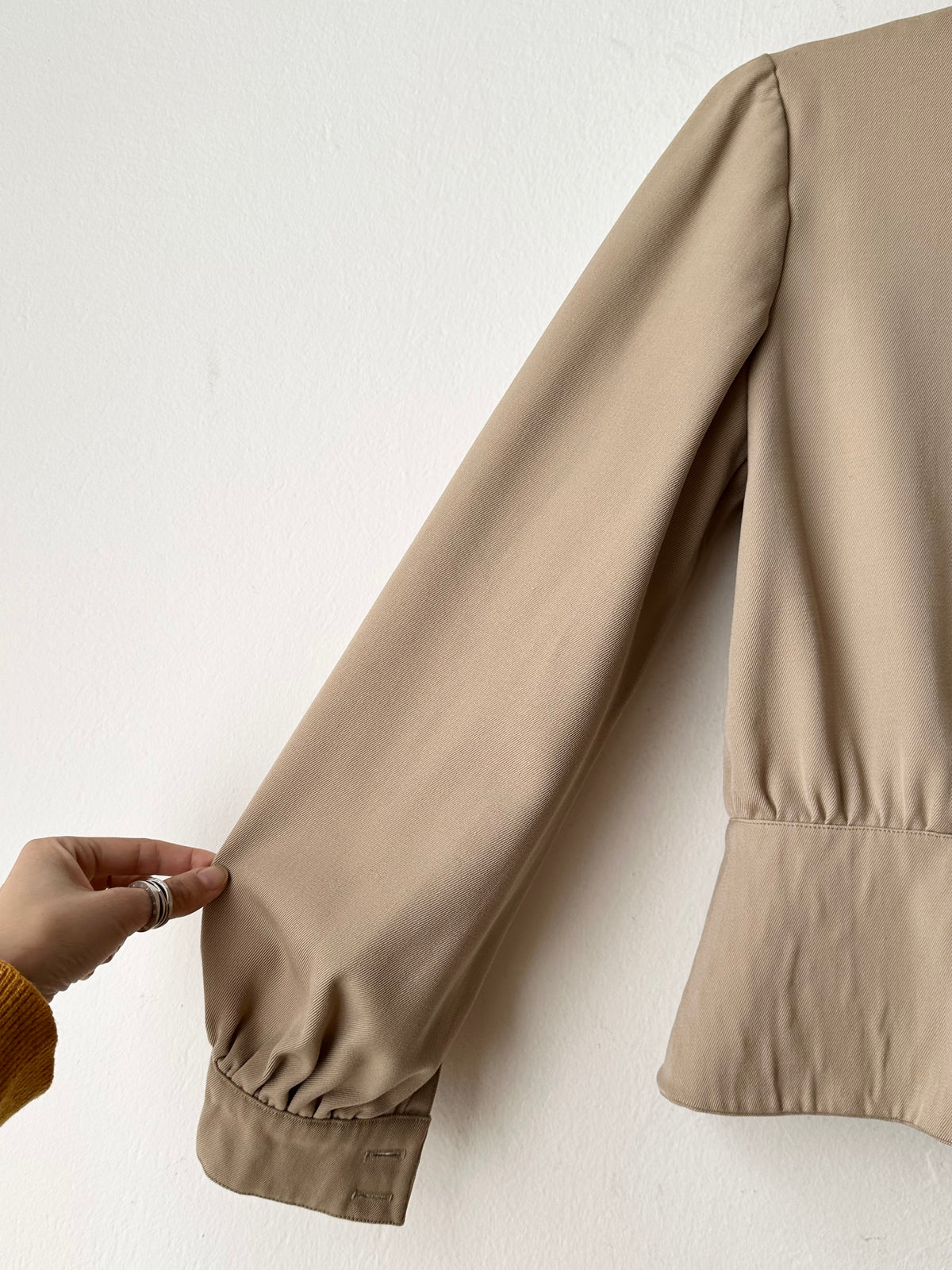Wool gabardine short jacket