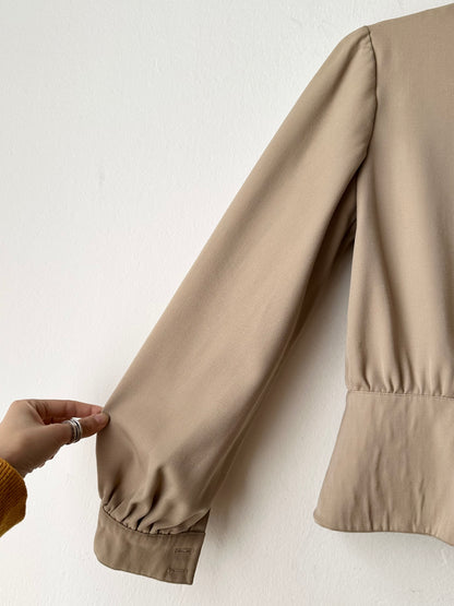 Wool gabardine short jacket