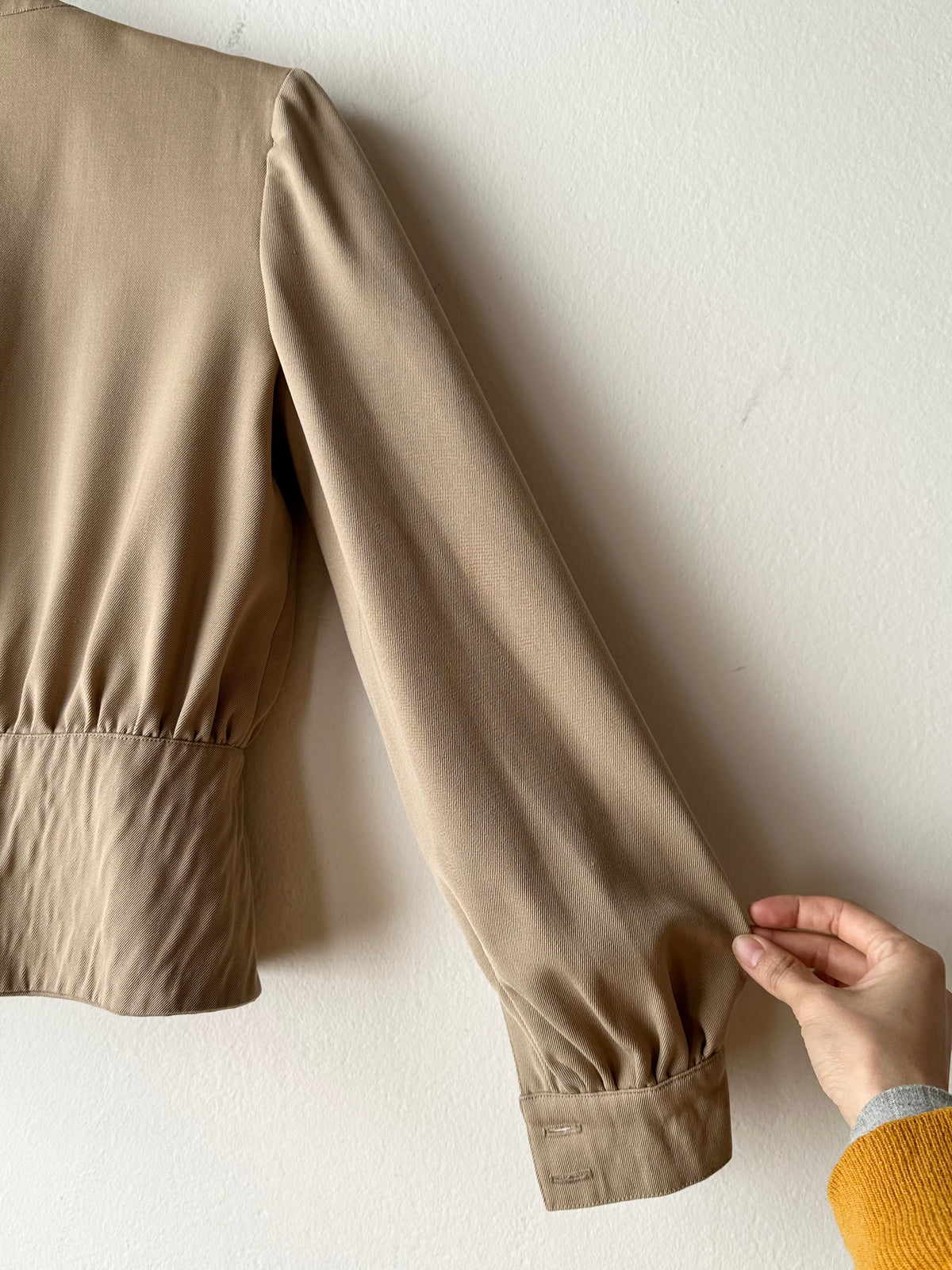 Wool gabardine short jacket