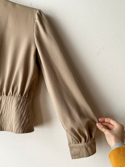Wool gabardine short jacket
