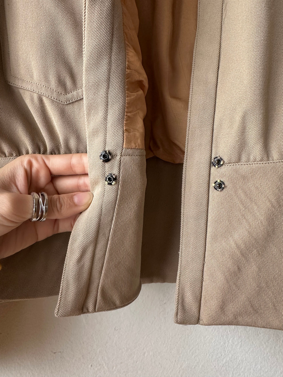 Wool gabardine short jacket