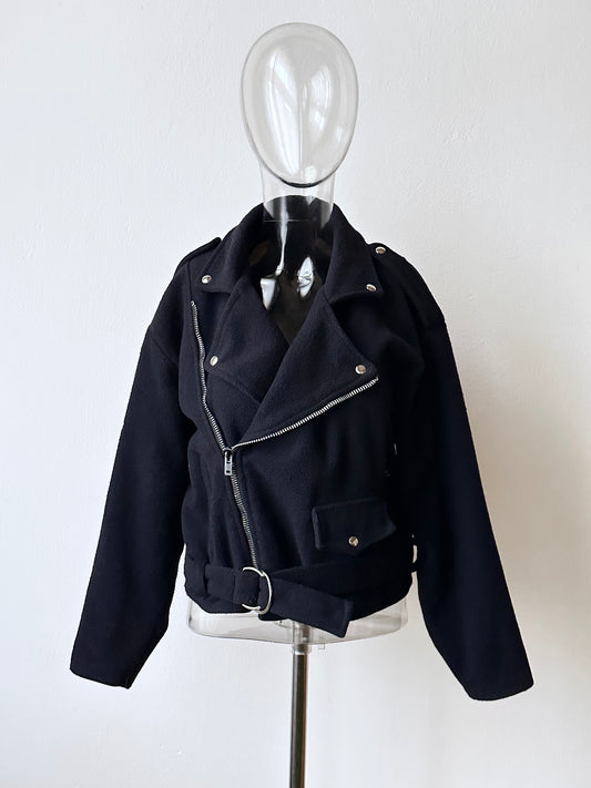 80s wool fleece biker jacket