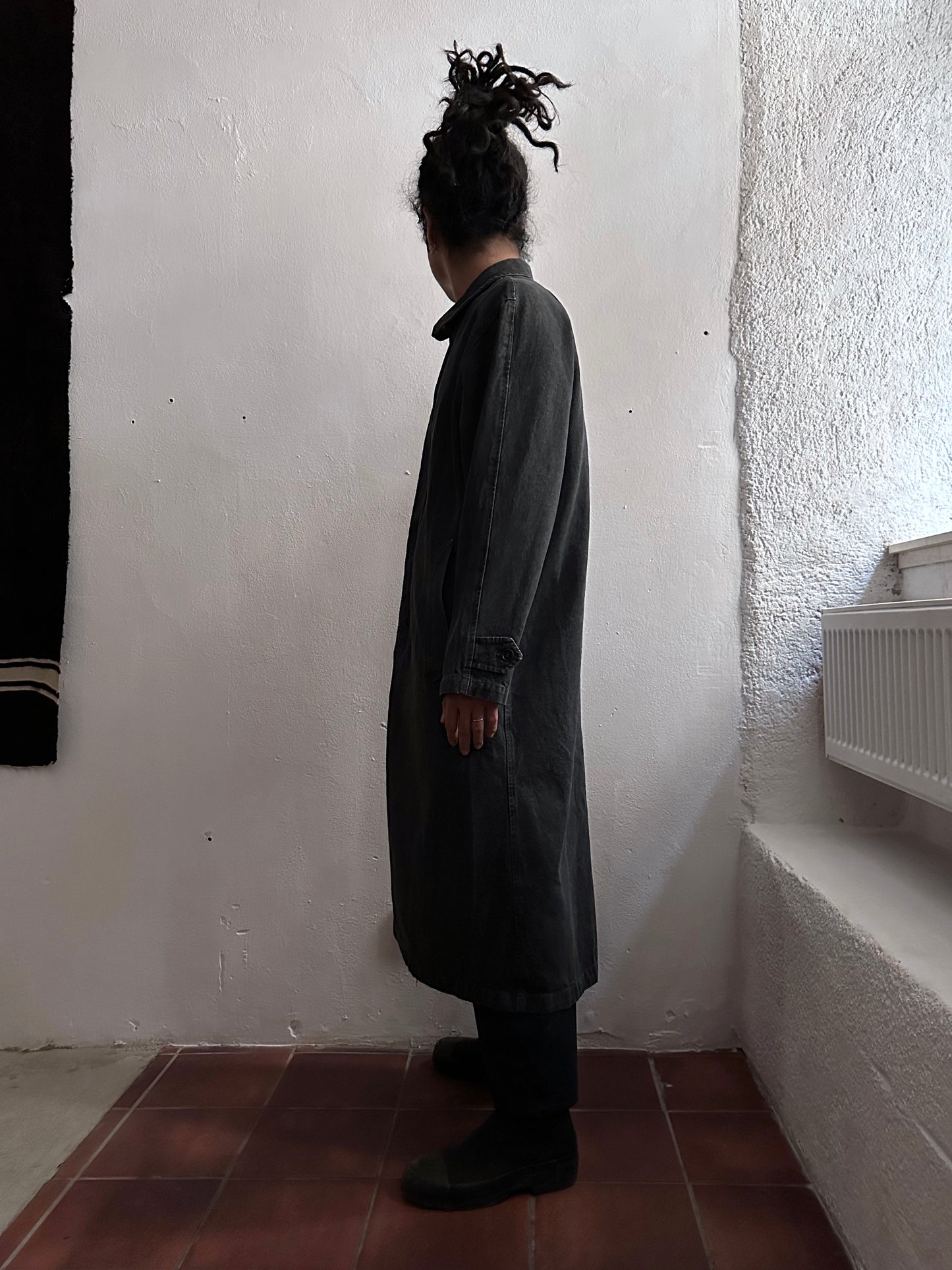 80's Levi's Black denim coat Vintage Made in Italy 80年代 リーバイス ブラックデニム コート Rare レア イタリア製 ヴィンテージ Toto Praha Vintage clothing store Antique shop Prague 古着屋 アンティークショップ プラハ ユーロ古着  ヨーロッパ古着 古着卸 