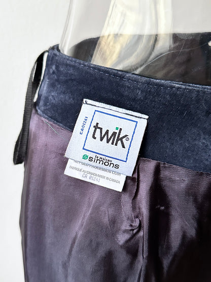 Navy suede mini cargo skirt