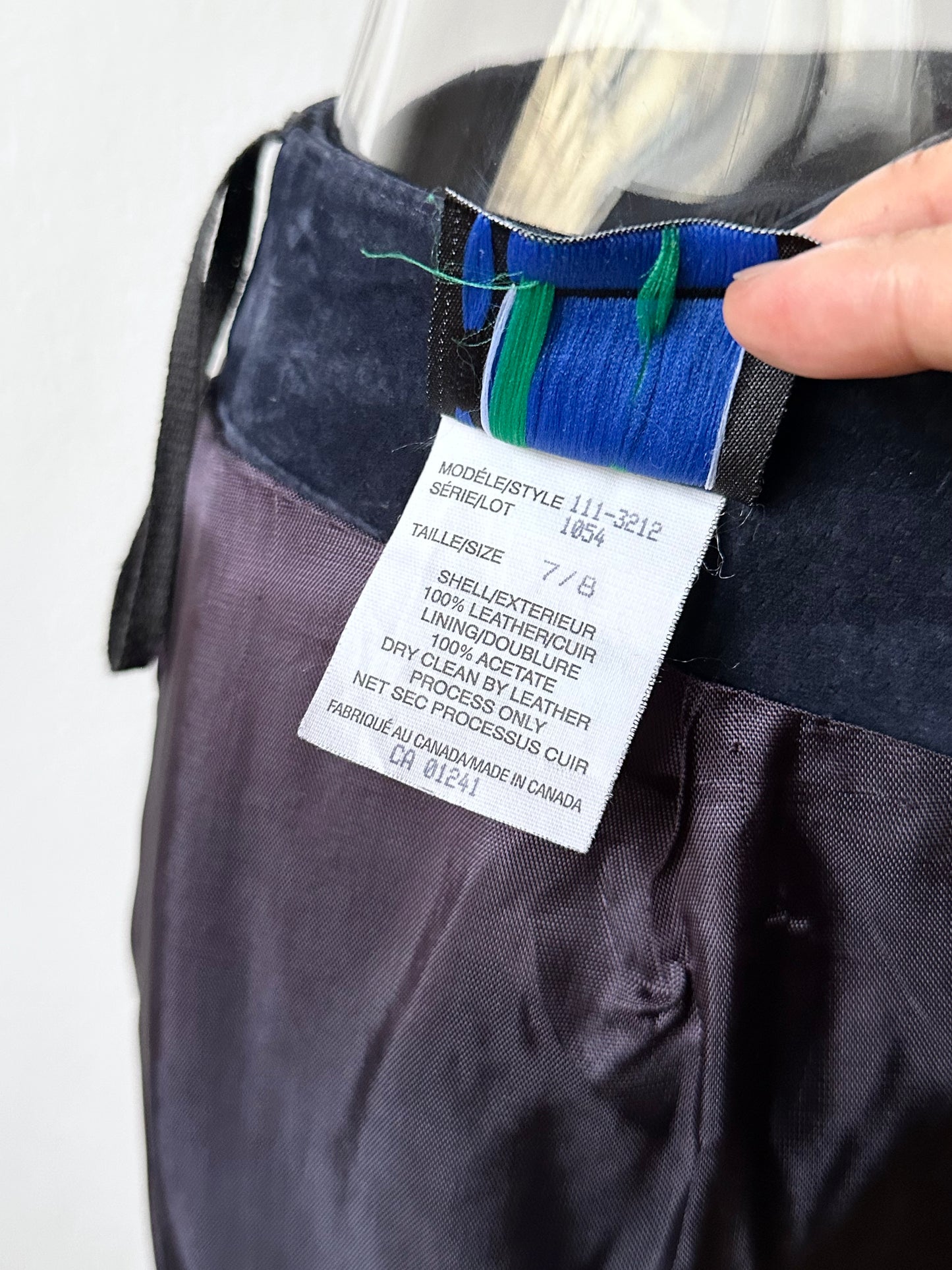 Navy suede mini cargo skirt