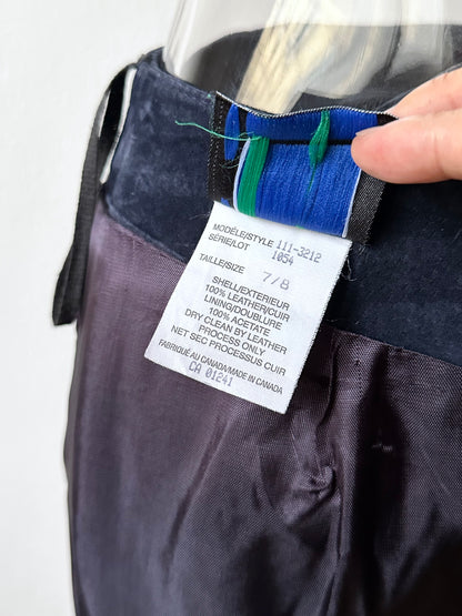 Navy suede mini cargo skirt