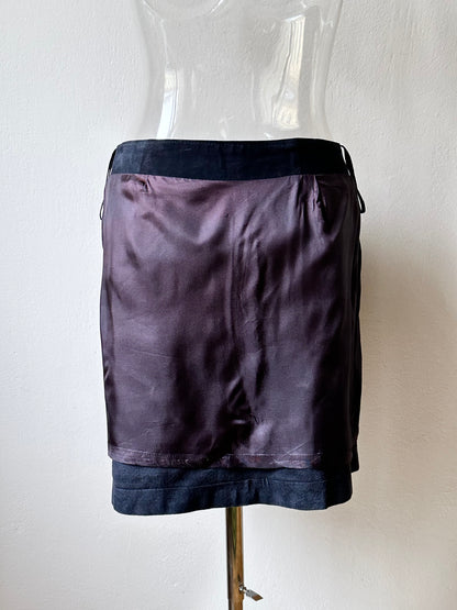 Navy suede mini cargo skirt