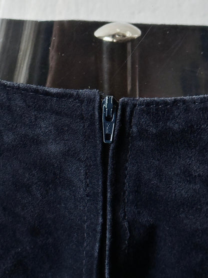 Navy suede mini cargo skirt