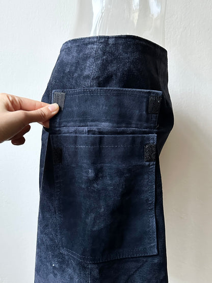 Navy suede mini cargo skirt